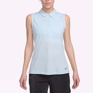 NIKE Dri-Fit Victory Sleeveless Golf Polo Glacier Blue NEW